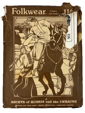 VTG Folkwear Pattern 116 SHIRTS OF RUSSIA & UKRAINE Unisex Size XS-XL UNCUT